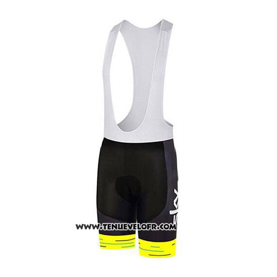 2018 Maillot Ciclismo Sky Blanc et Jaune Manches Courtes et Cuissard